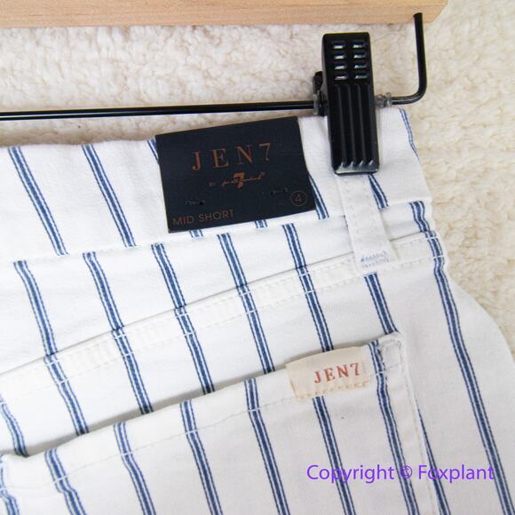 New! Jen 7 by 7 for all mankind shorts white with blue stripes, women size‎ 4 - Picture 7 of 11